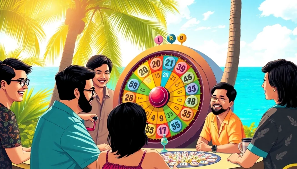 Engage in the thrill of situs togel with diverse players surrounded by a vibrant lottery setting.