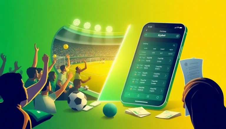 Ezybet mobile betting interface with vibrant colors and engaged fans cheering.