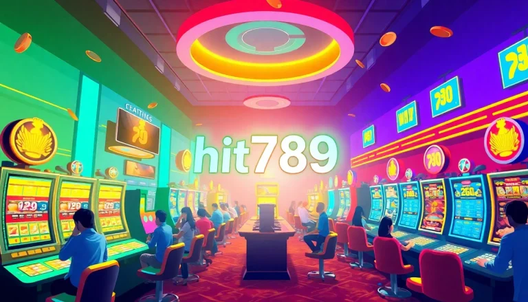 Experience the excitement of gaming at hit789 with vibrant slot machines and enthusiastic players.