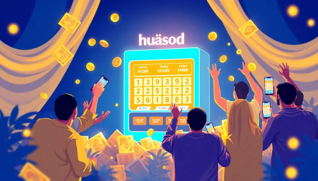 Experience excitement with huaysod lottery tickets as players celebrate their wins in a vibrant digital scene.