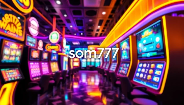 Engage with som777's vibrant online gambling atmosphere showcasing exciting games and a unique interface.