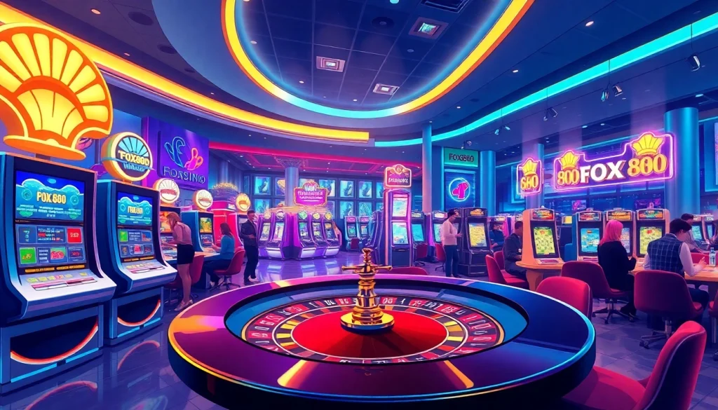 Experience the lively atmosphere of fox888 casino with vibrant slot machines and immersive gaming environments.