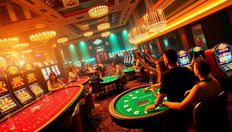 Experience gaming excitement at https://j88hh.com/ with players enjoying intense moments at a bustling casino.