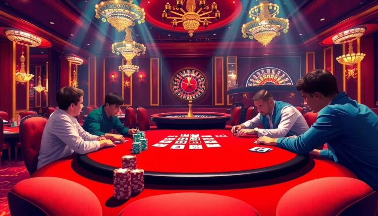 Discover the thrill of winning at Nhà cái uy tín with vibrant poker action, chips, and cards in a luxurious casino setting.