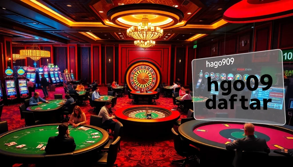 Experience a lively casino scene featuring tables and players; discover hgo909 daftar for exclusive gaming opportunities.