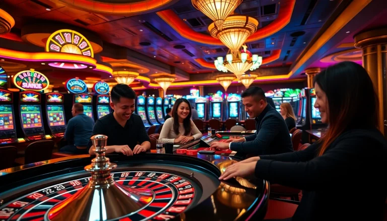 Players enjoying the thrill of games at Kim Casino's roulette table, capturing the excitement and luxury of the gambling experience.