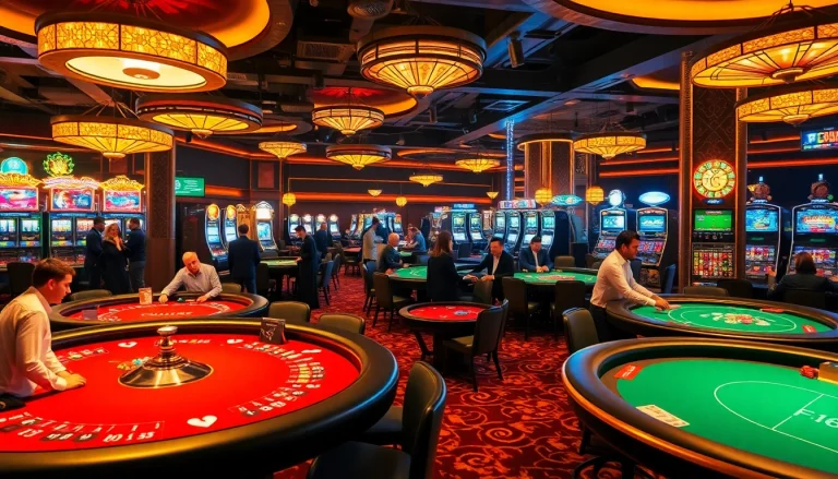 Players experiencing the thrill of F 168 gaming at a bustling casino table in a vibrant atmosphere.