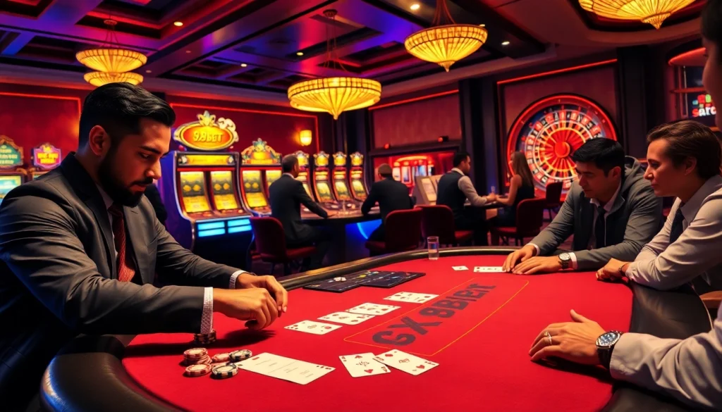 8XBET gaming experience at a dynamic blackjack table with cards, chips, and thrill.