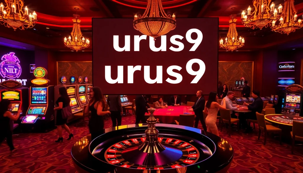 Experience the thrilling atmosphere of urus9 casino gaming, with players enjoying roulette and poker under luxurious lighting.