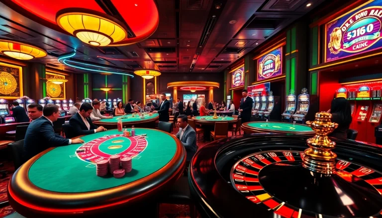 Experience thrilling gameplay at f168.fit with vibrant casino tables, lively players, and roulette wheels shining in excitement.