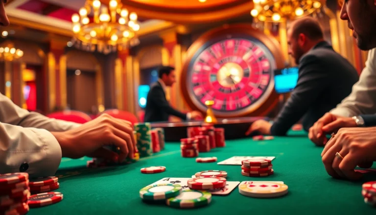 Experience the thrill of poker at f168.run with vibrant chips and cards in a luxurious setting.
