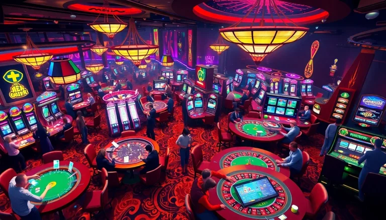 Players engaging in exciting card games at https://tylekeouytin.com/ with vibrant casino lights.