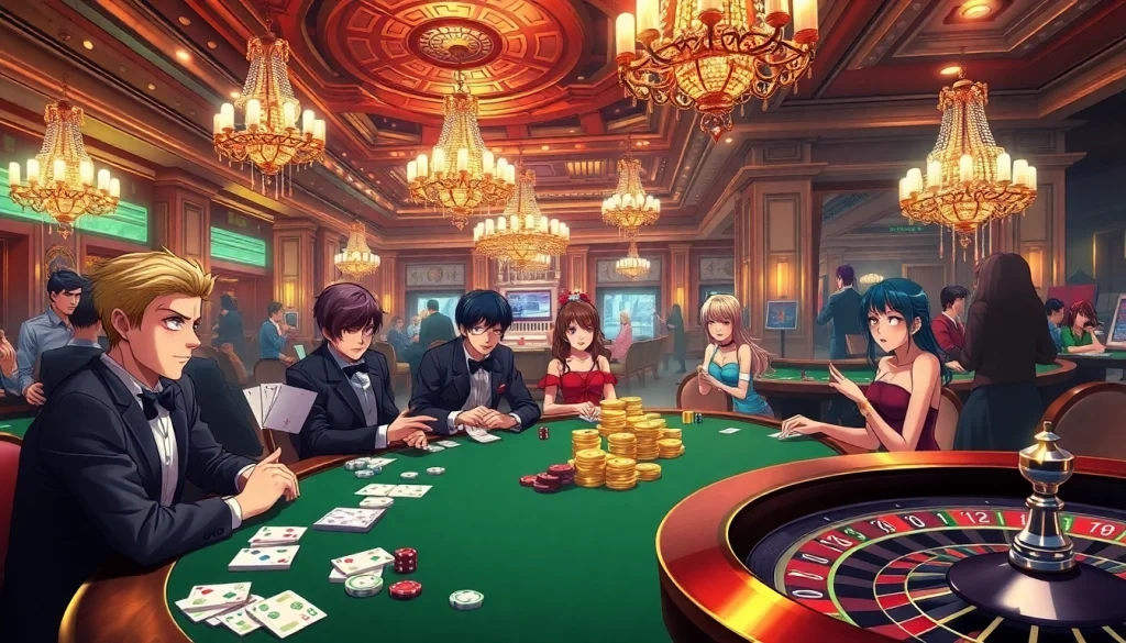 Experience an anime sex theme at an exhilarating poker table with lively players and colorful characters.