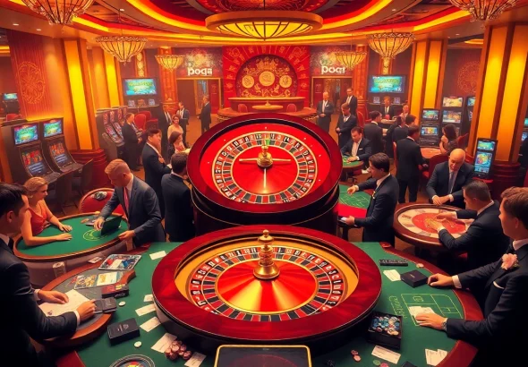 Experience the thrill of gaming at bet88vn.locker with vibrant casino tables and players engaging in poker and roulette.