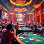 Experience the thrill of ĐÁ Gà Trực Tiếp in a vibrant casino setting filled with betting excitement.
