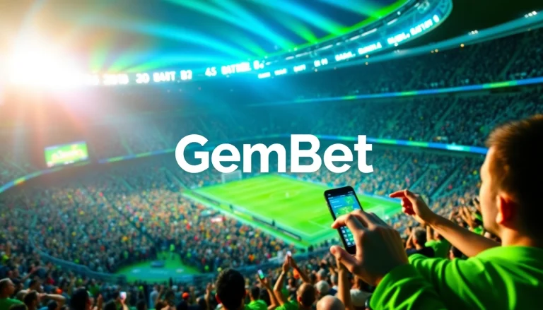 Excited bettor engaging with GemBet's online sports betting platform during a live event.