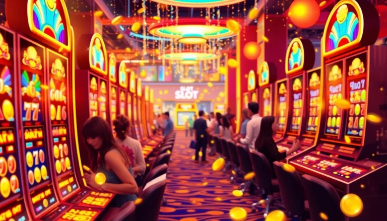 Exciting players engaging with vibrant "Slot gacor" machines in an immersive online casino.